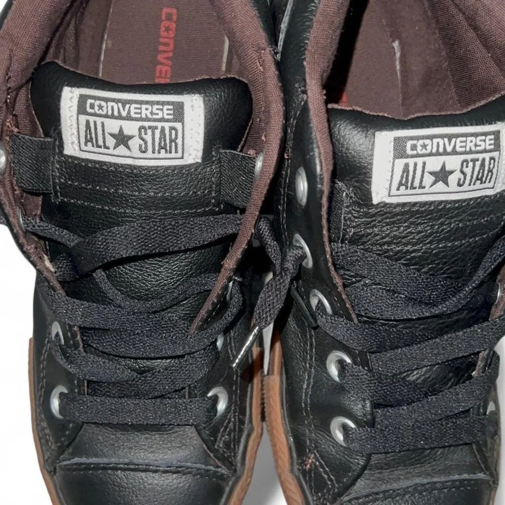 Converse‎ All Star Kids Black Leather High Top Sneakers Youth Size 4